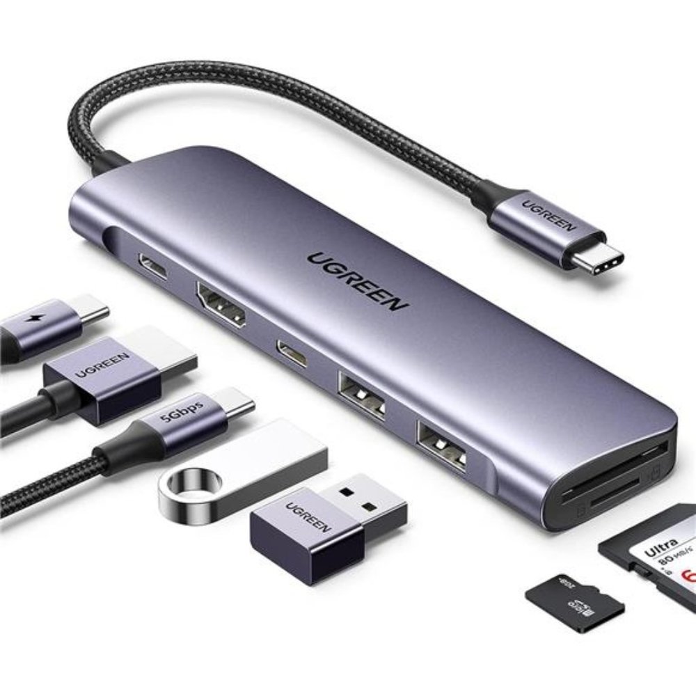 7 in 1 USB-C Hub with 4K HDMI, 100W Power Delivery, USB-C & 2 USB-A 5Gbps Data